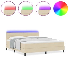 Boxspring Ágy Matraccal &amp; LED Bézs 180x200 cm Szövet