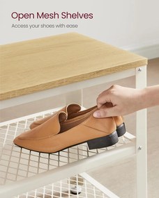 2 polcos Cipőtartós pad, 30 x 73 x 45 cm tölgy bézs és klasszikus fehér