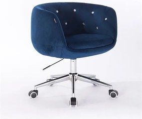 HR333K Tengerkék velur modern szék krómozott lábbal