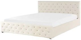 Franciaágy 180 cm AMESIA (bézs) (ágyráccsal és tárolóhellyel). 1023466