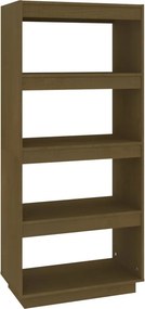 vidaXL mézbarna tömör fenyőfa könyvszekrény/térelválasztó 60x35x135cm