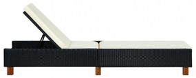 fekete polyrattan napozóágy párnával