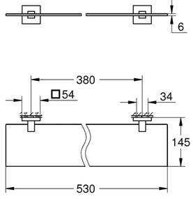 GROHE 41109000 - START CUBE üvegpolc 530 mm fényes króm