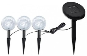 3 db LED kerti gömblámpa cövekkel és napelemmel
