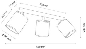 Spot-Light 2037400911553 - BENITA spotlámpa 3xE27/25W/230V tölgy