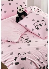 Rózsaszín háromrészes egyszemélyes hosszabbított ágyneműhuzat lepedővel 160x220 cm Panda – Mila Home