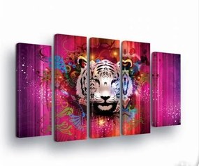 Vászonkép 150x100 moduláris tigris absztrakt energia lila rózsaszín állatok