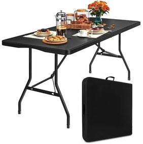 Kerti vendéglátó asztal összecsukható 180 cm - fekete