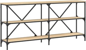 vidaXL sonoma tölgy színű szerelt fa és vas konzolasztal 160x30x75 cm