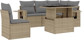 vidaXL 6 részes bézs polyrattan kerti ülőgarnitúra párnával