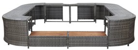 Szürke négyszög alakú polyrattan pezsgőfürdőkeret 268x268x55 cm