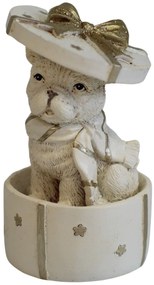 Fehér és arany karácsonyi kutya 10cm