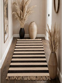 Fekete-krémszínű kétoldalas-kézi szövésű juta futószőnyeg 80x200 cm Playa – Hanse Home