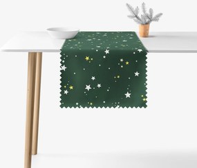 Goldea karácsonyi teflonbevonatú asztali futó - csillagok zöld alapon 20x120 cm