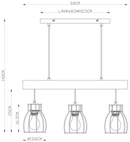 Globo 15326-3N - Csillár zsinóron MINA 3xE27/40W/230V