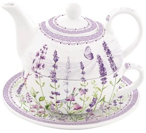 Levendula virágos porcelán egyszemélyes teáskészlet Levender field
