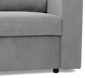 Zeus sarokkanapé, 2 ágyneműtartóval, egyenes kartámasz, kordbársony, univerzális oldal, hab töltet, szürke