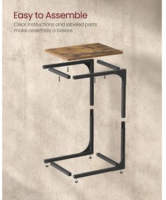 VASAGLE C alakú oldalasztal rusztikus barna és fekete színben