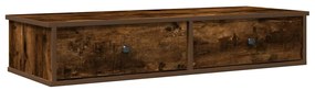 füstölt tölgy szerelt fa falipolc fiókokkal 100 x 37,5 x 19 cm