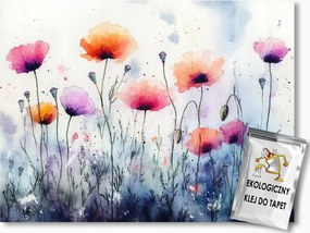 Fotótapéta Flizelina Színes Virágok Pipacsok Rét Kert Nyár 200x140 ragasztó