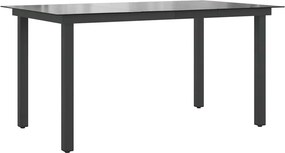 vidaXL fekete alumínium és üveg kerti asztal 150 x 90 x 74 cm