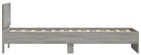 szürke sonoma színű szövet ágykeret fiókokkal 75x190 cm