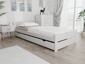 Ágy IKAROS DOUBLE 90 x 200 cm, fehér Matrac: Coco Maxi matrac 20 cm, Ágyrács: Ágyrács nélkül