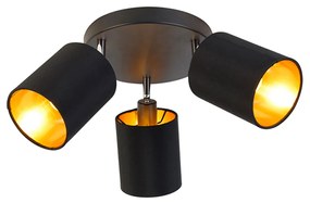 Modern spotlámpa fekete aranyszínű belsővel 3 lámpás - Lofty