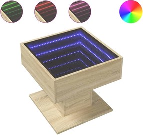 vidaXL sonoma tölgy szerelt fa dohányzóasztal LED-del 50 x 50 x 45 cm