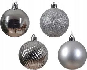 Ezüst gömbök fényes/matt/csillámos mix szett 100db
