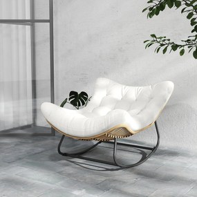 Outsunny Kerti Hintaszék, Tojás Formájú Woven Rattan Hintaszék Párnázott Párnával Kerthez, Hálószobához, Nappalihoz, Krém | Aosom