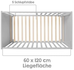 Világosszürke babaágy 60x120 cm – Roba