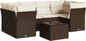 vidaXL 7 részes barna polyrattan kerti ülőgarnitúra párnákkal