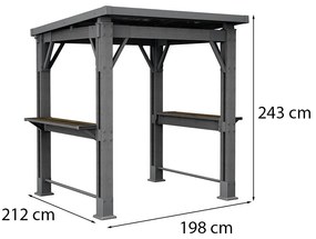 Kerti grill pavilon, pulttal, tetővel