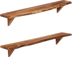 vidaXL 2 darab tömör akácfa fali polc 110 x 20 x 18 cm