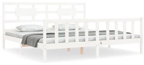 fehér tömör fa ágykeret fejtámlával Super King Size