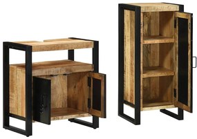Fürdőszoba bútor szett polcokkal 2 pcs Barna Tömör Mangófát