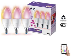 WiZ KÉSZLET 3xLED RGBW Dimmelhető izzó C37 E14/4,9W/230V 2200-6500K CRI90 Wi-Fi-WiZ WI0126