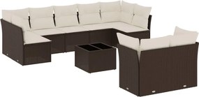 vidaXL 10 részes barna polyrattan kerti ülőgarnitúra párnákkal