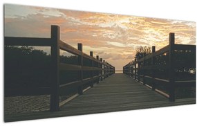Egy fa móló képe a tó felett (120x50 cm)