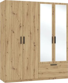 LITA WARDROBE 4D1S ARTISAN OAK WITH MIRROR
