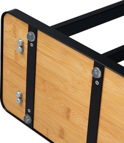 Törölközőtartó, fekete fém/bambusz, LABAV