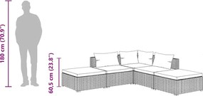 5 részes fekete polyrattan kerti ülőgarnitúra párnákkal