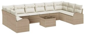 vidaXL Kanapé Szett párnával 11 pcs Bézs Polyrattan