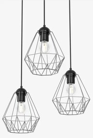 Csillár zsinóron BERGEN 3xE27/60W/230V fekete/fényes króm