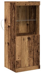 LED világítással ellátott oldalszekrény, öreg fa 41x37x100 cm