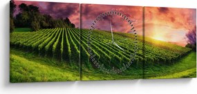 Szőlőskert és a színes égbolt képe (órával) (90x30 cm)