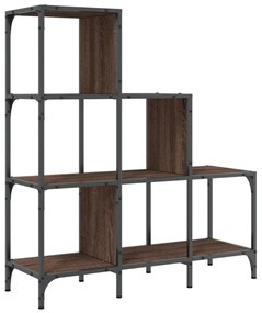 barna tölgy színű szerelt fa és fém könyvszekrény 92x30x102 cm