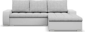 Toronto sarokkanapé, 2 ágyneműtartóval, fonott + műbőr, jobboldali, szürke - fehér