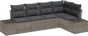 vidaXL Kerti Kanapé Szett 5 pcs Szürke polirattan